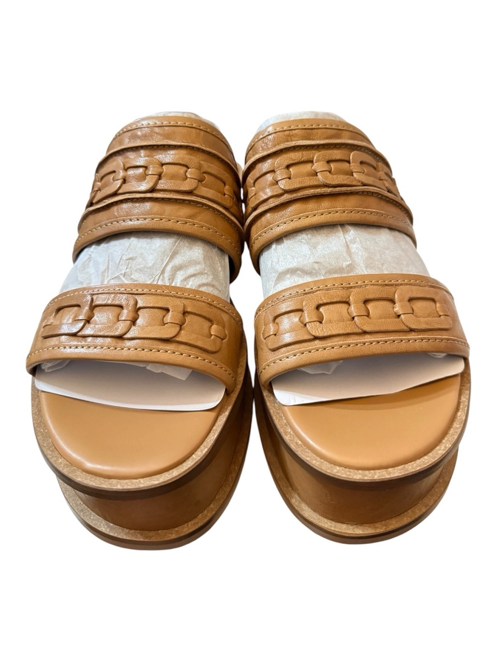 Kelsi Dagger Brooklyn Drift Tan Leather Platform Sandals Size 10 NIB
